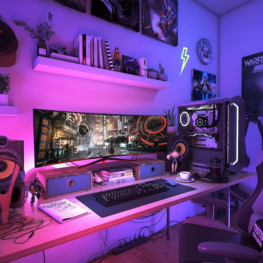 Wide dual monitor riser with two storage drawers
