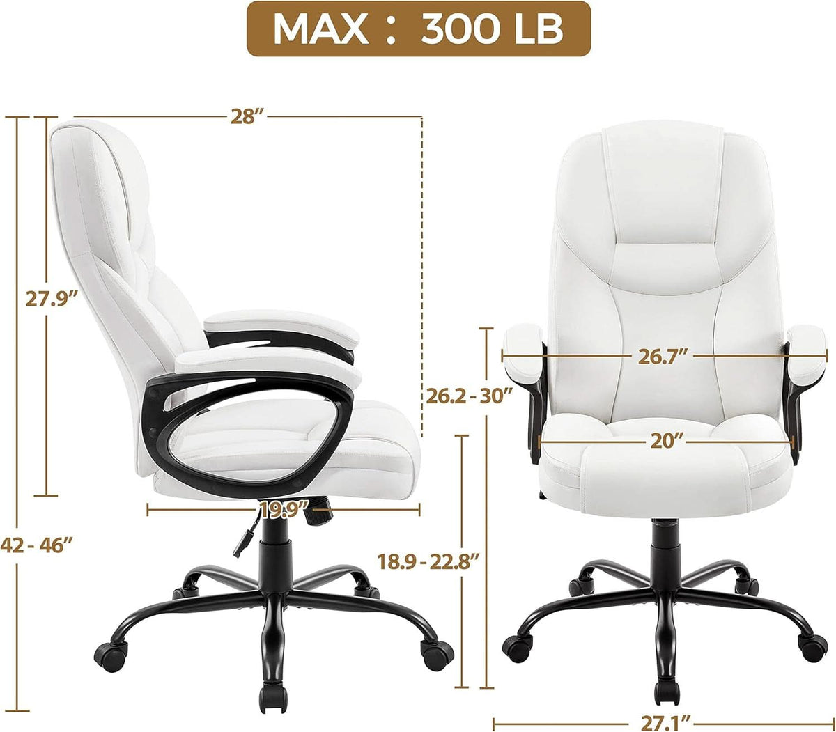 High Back Executive Chair White Ergonomic Office Chair-2