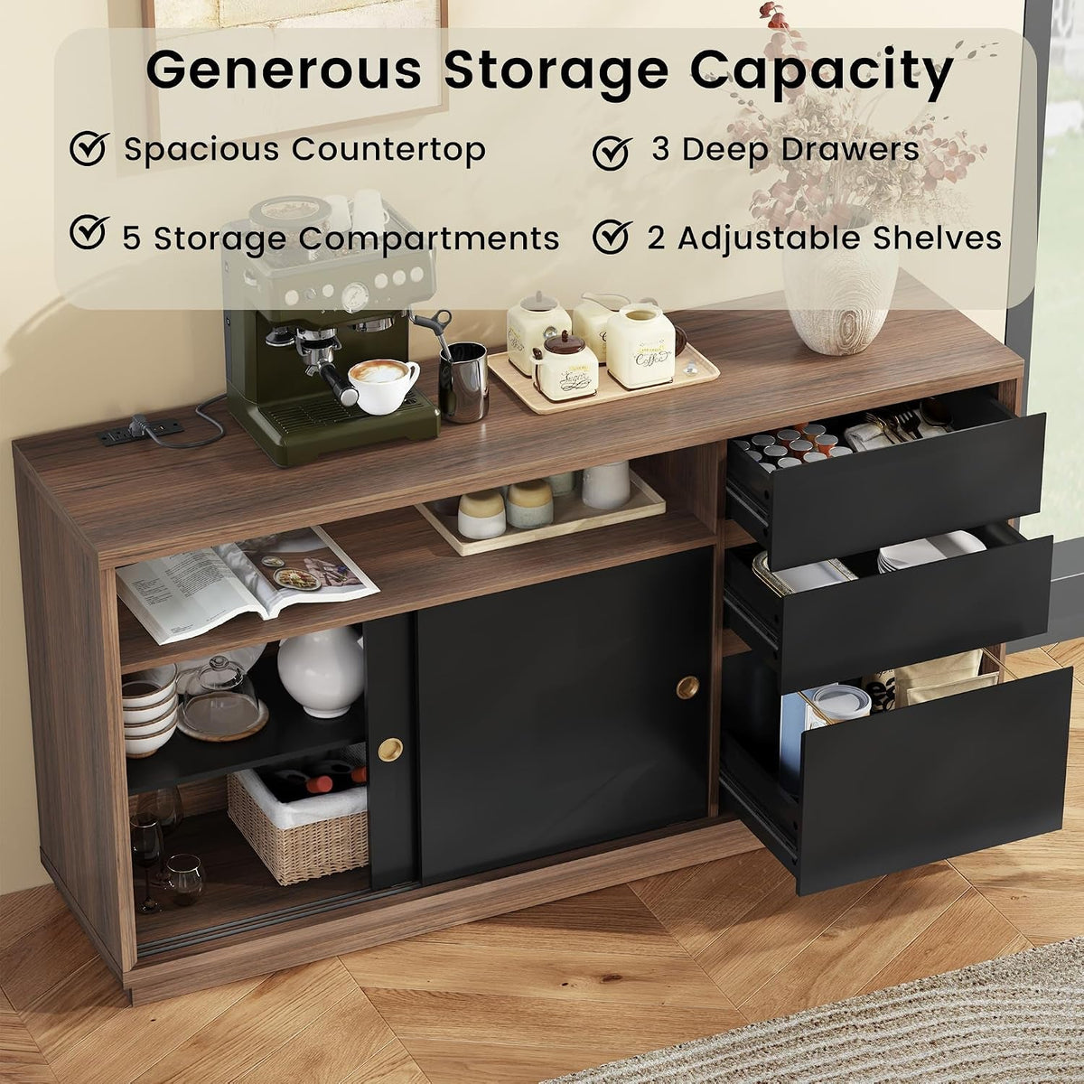 60Inch Filing Cabinet With Adjustable Shelf Storage-3