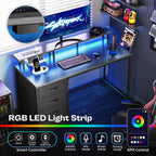 47 Inch Computer Desk With LED Lights For Home Office-2