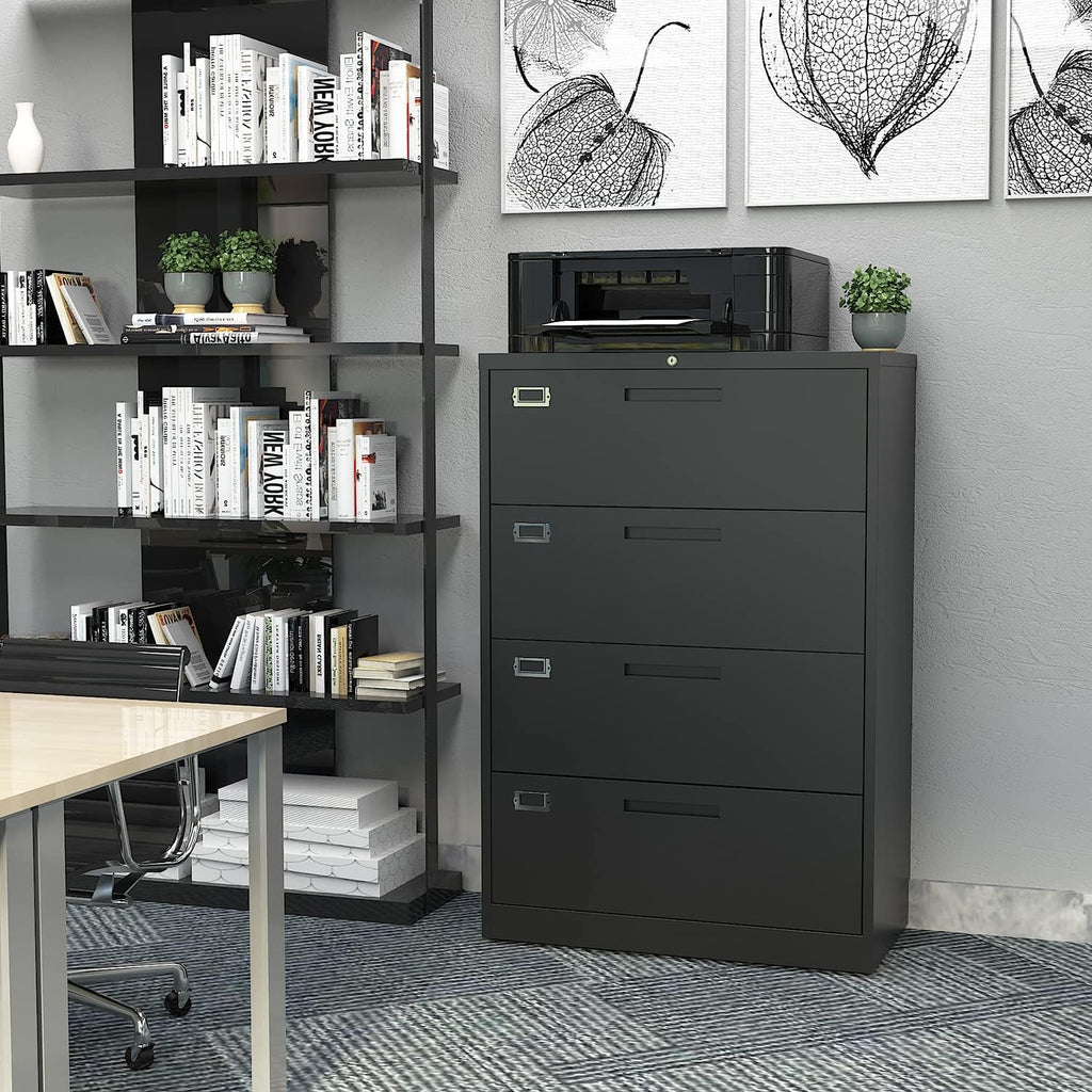 Black Horizontal Metal Lateral Filing Office Cabinet-1