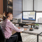 Dual monitor riser in wood and steel
