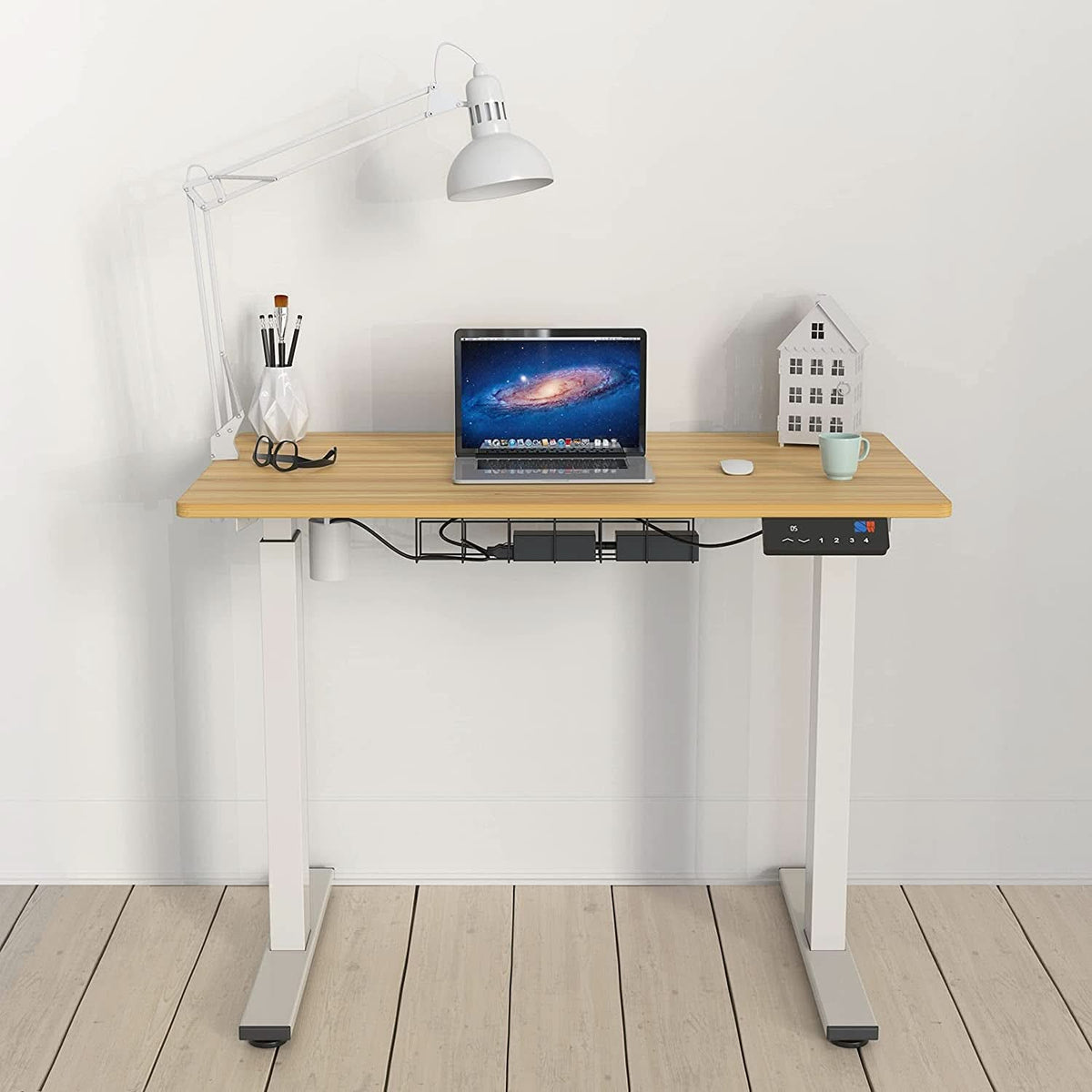 Oak Electric Height Adjustable Standing Desk 40x24-1