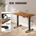 47.2 Inch Electric Standing Desk Wood Desktop Brown-2