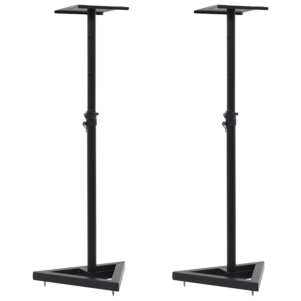 Pair of black steel desktop speaker stands