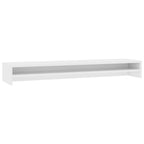 White monitor riser one metre long with a shelf underneath