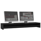 Black monitor riser one metre long with a shelf underneath
