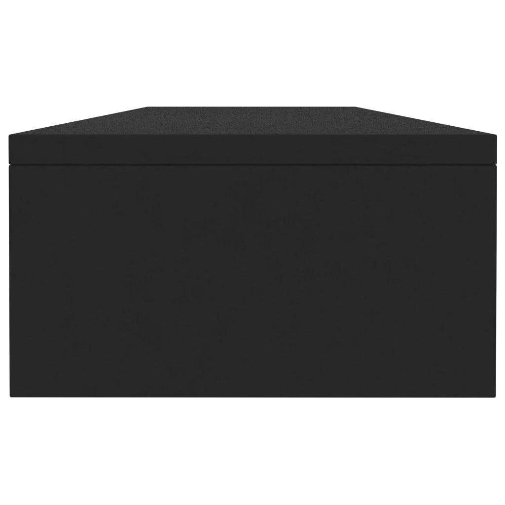 Black monitor riser one metre long with a shelf underneath