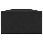 Black monitor riser one metre long with a shelf underneath