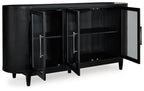 Black office credenza with closed storage