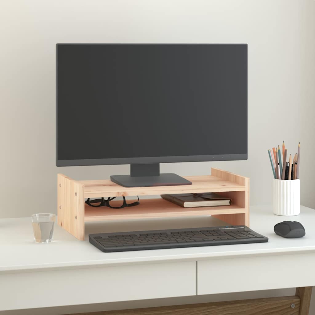 Solid pine monitor riser, fifty centimetres wide