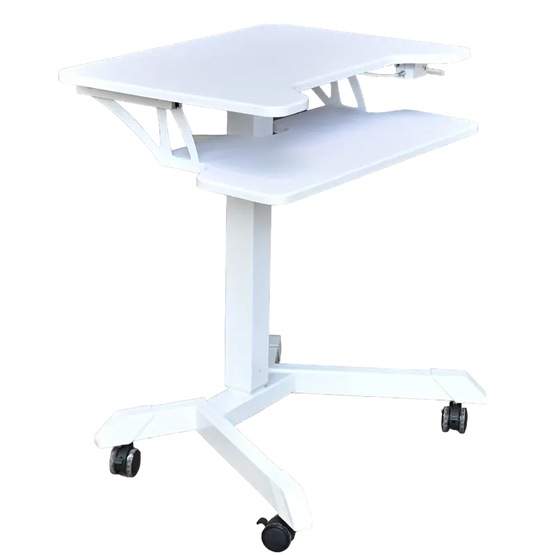 Height Adjustable Mobile Standing Desk with Keyboard Tray-0