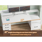 Modern Home Office Desk With 5 Drawers And LED Lights-1