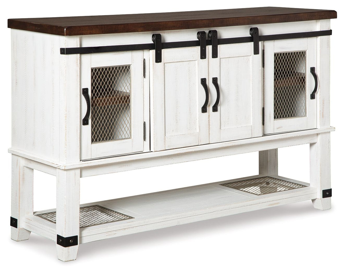 Two tone office credenza in white and brown