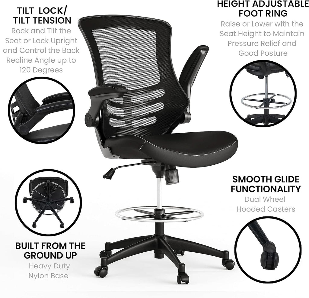 Kelista Mid Back Swivel Ergonomic Office Chair Black-4