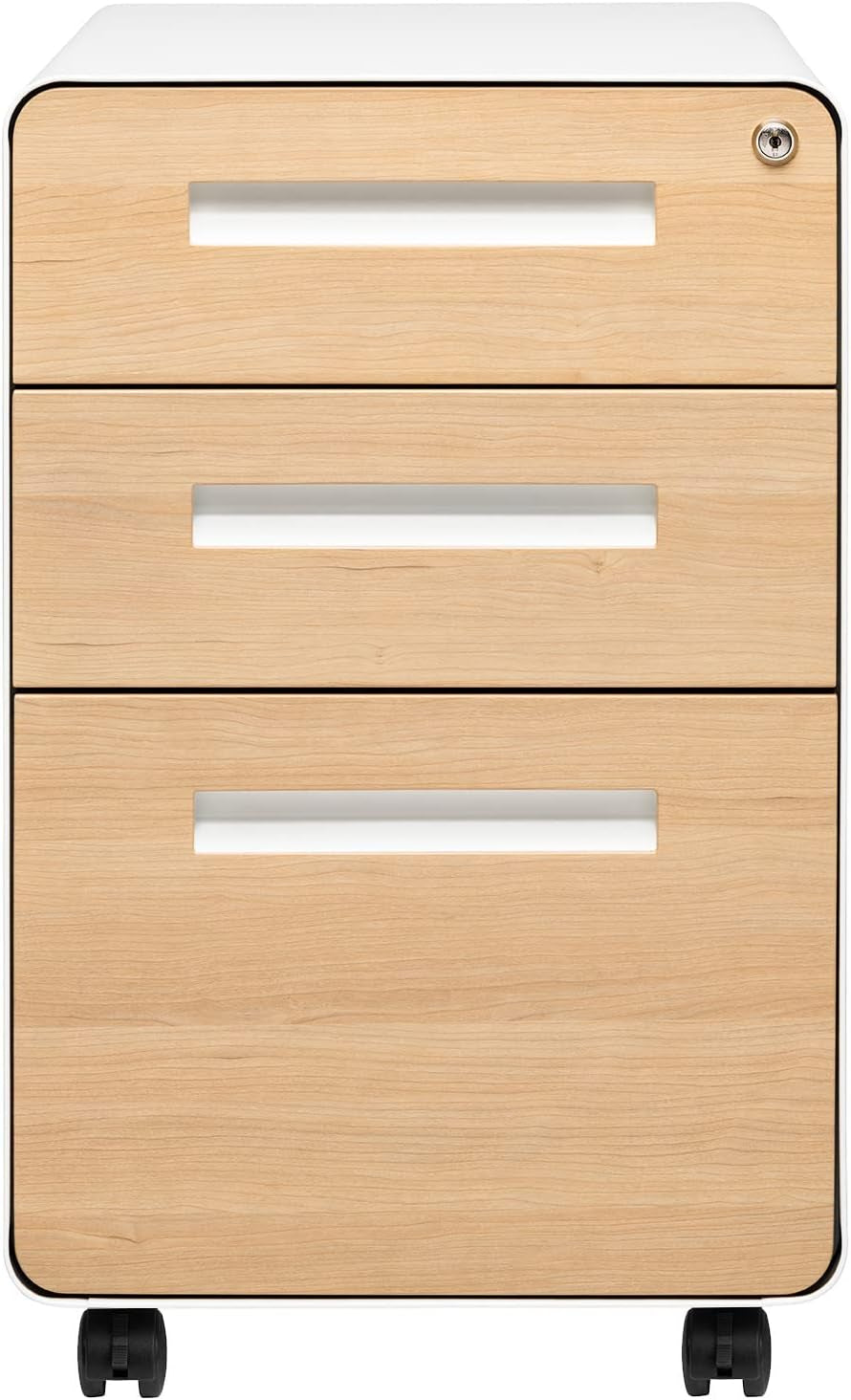 Industrial White Three Drawer Lockable Filing Cabinet-3