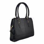 Black full grain leather laptop bag for a 15 inch machine