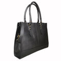 Black full grain leather laptop bag for a 17 inch machine
