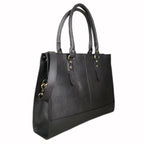 Black full grain leather laptop bag for a 17 inch machine