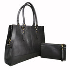 Black full grain leather laptop bag for a 15 inch machine