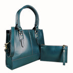 Bottle green leather laptop bag for a 15 inch machine