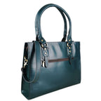 Bottle green leather laptop bag for a 15 inch machine