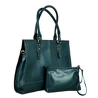 Bottle green leather laptop bag for a 17 inch machine