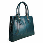 Bottle green leather laptop bag for a 17 inch machine