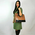 Copper toned leather laptop bag for a 17 inch machine