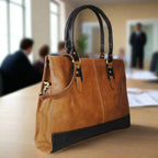 Copper toned leather laptop bag for a 17 inch machine