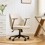 Upholstered rolling office chair on castors