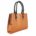 Glazed tan leather laptop bag for a 17 inch machine