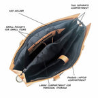 Glazed tan leather laptop bag for a 17 inch machine