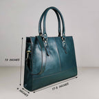 Bottle green leather laptop bag for a 17 inch machine