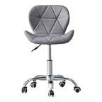 Grey swivel office chair on chrome legs with castors