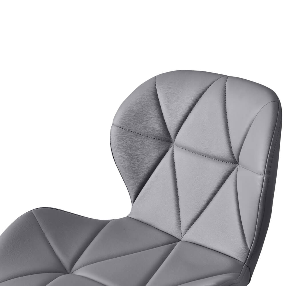 Grey swivel office chair on chrome legs with castors