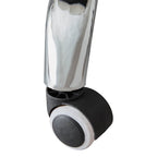 Grey swivel office chair on chrome legs with castors