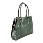 Olive green leather laptop bag for a 17 inch machine