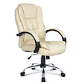 Beige leather office chair with armrests