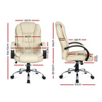 Beige leather office chair with armrests