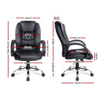 Black leather office chair with armrests