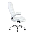 White leather high back executive chair on a chrome base
