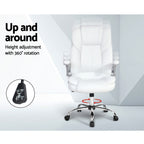 White leather high back executive chair on a chrome base