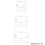 Three tier wall shelves in solid timber on metal pipe brackets