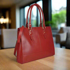 The Signature 17" Leather Laptop  Bag, Red-1
