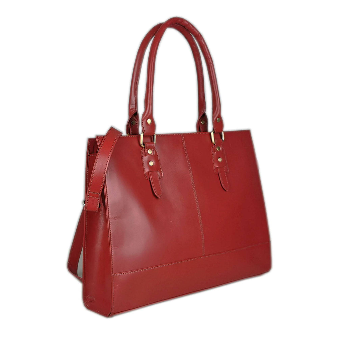The Signature 17" Leather Laptop  Bag, Red-0