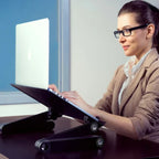 Foldable laptop stand with a vented deck