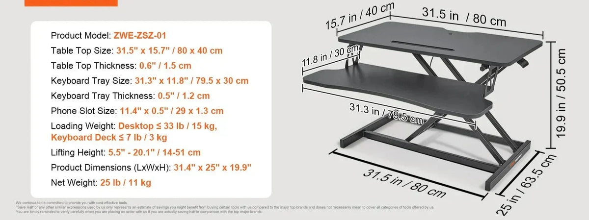 X-Frame Double-Layer Standing Desk Converter - Height Adjustable Sit-to-Stand Desk-5