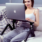 Foldable laptop stand with a vented deck