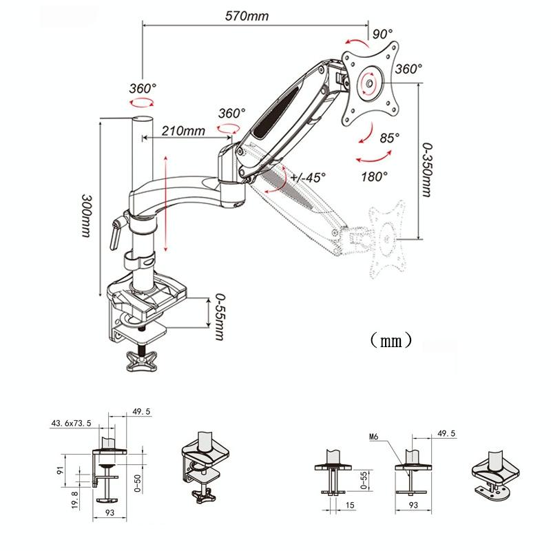 Adjustable desktop monitor stand that rotates